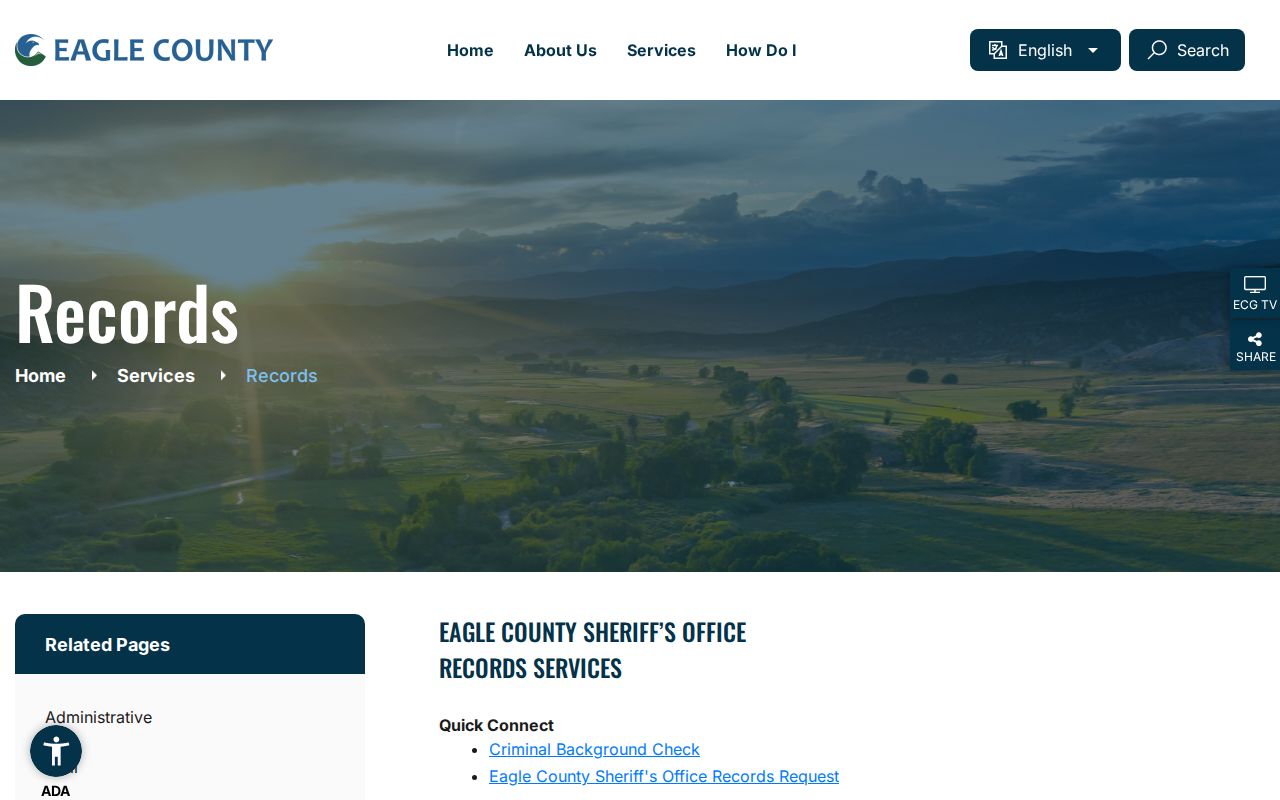 Eagle County arrest records sheriff records request