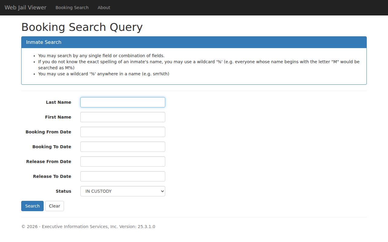 Eagle County arrest records booking search form