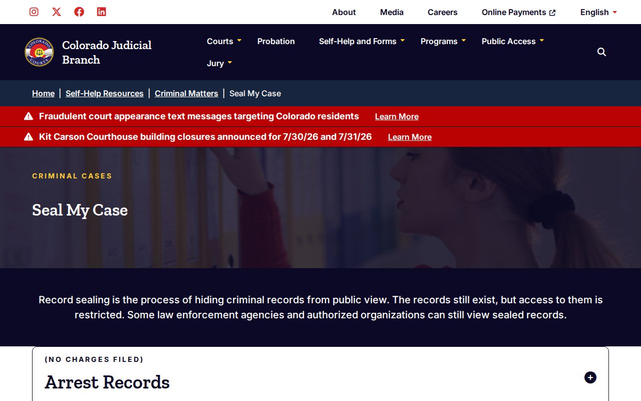 Eagle County arrest records seal my case court charge records