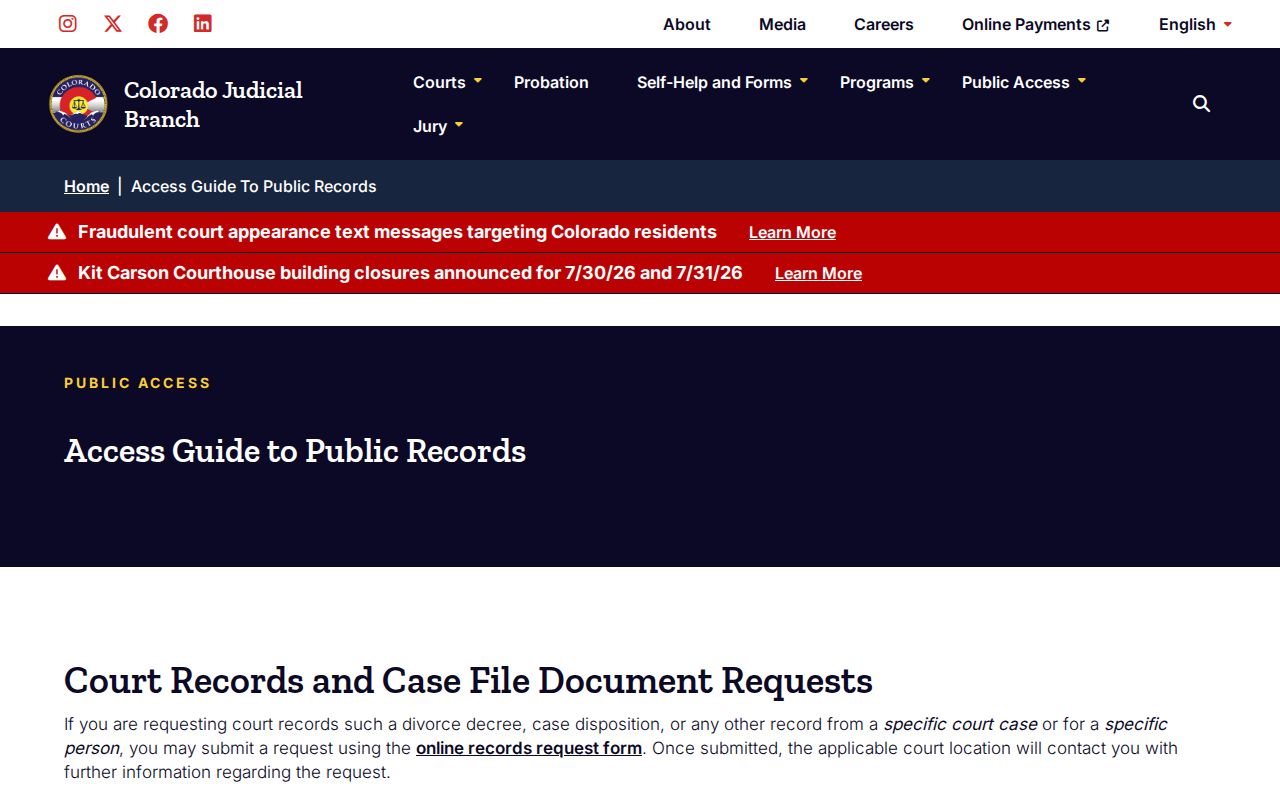 Eagle County court records Colorado public records access guide