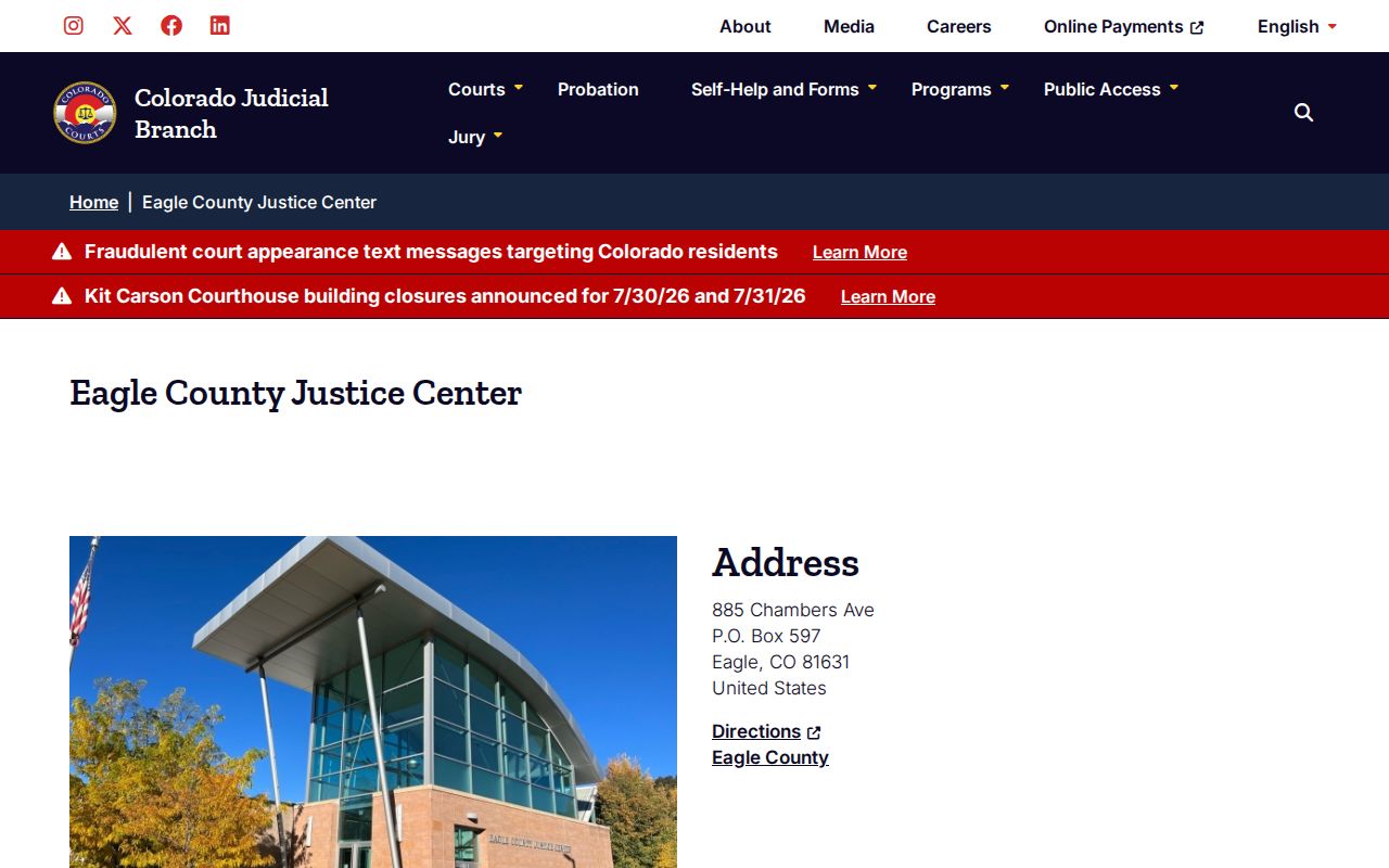 Eagle County court records and Justice Center location details