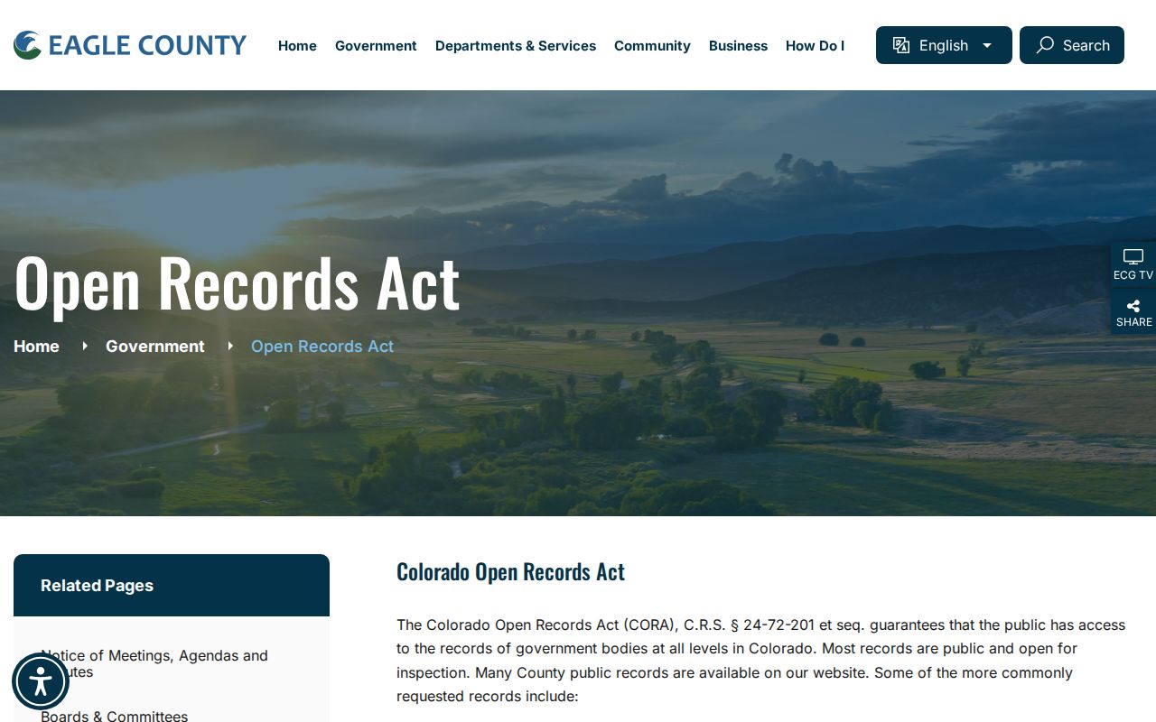 Eagle County court records and CORA request routing