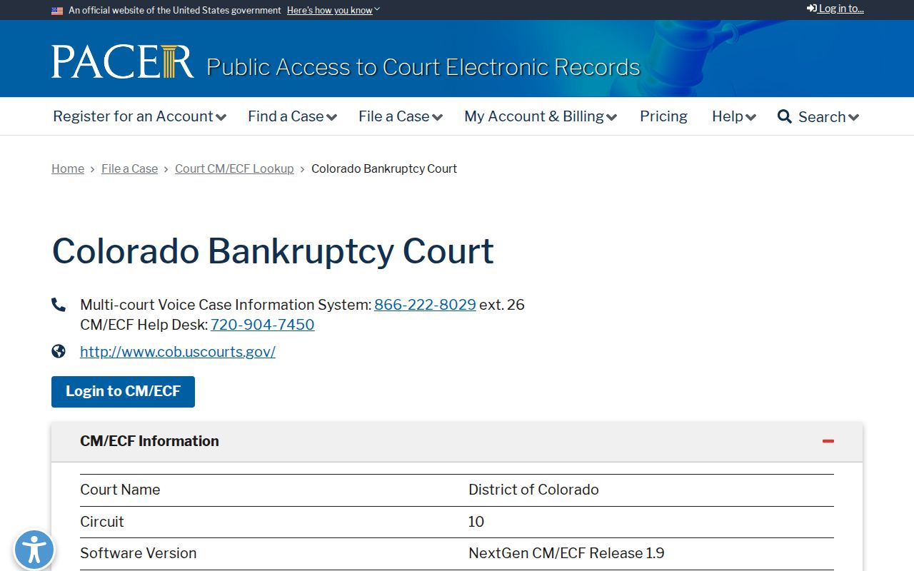 Eagle County probate records PACER Colorado bankruptcy court details