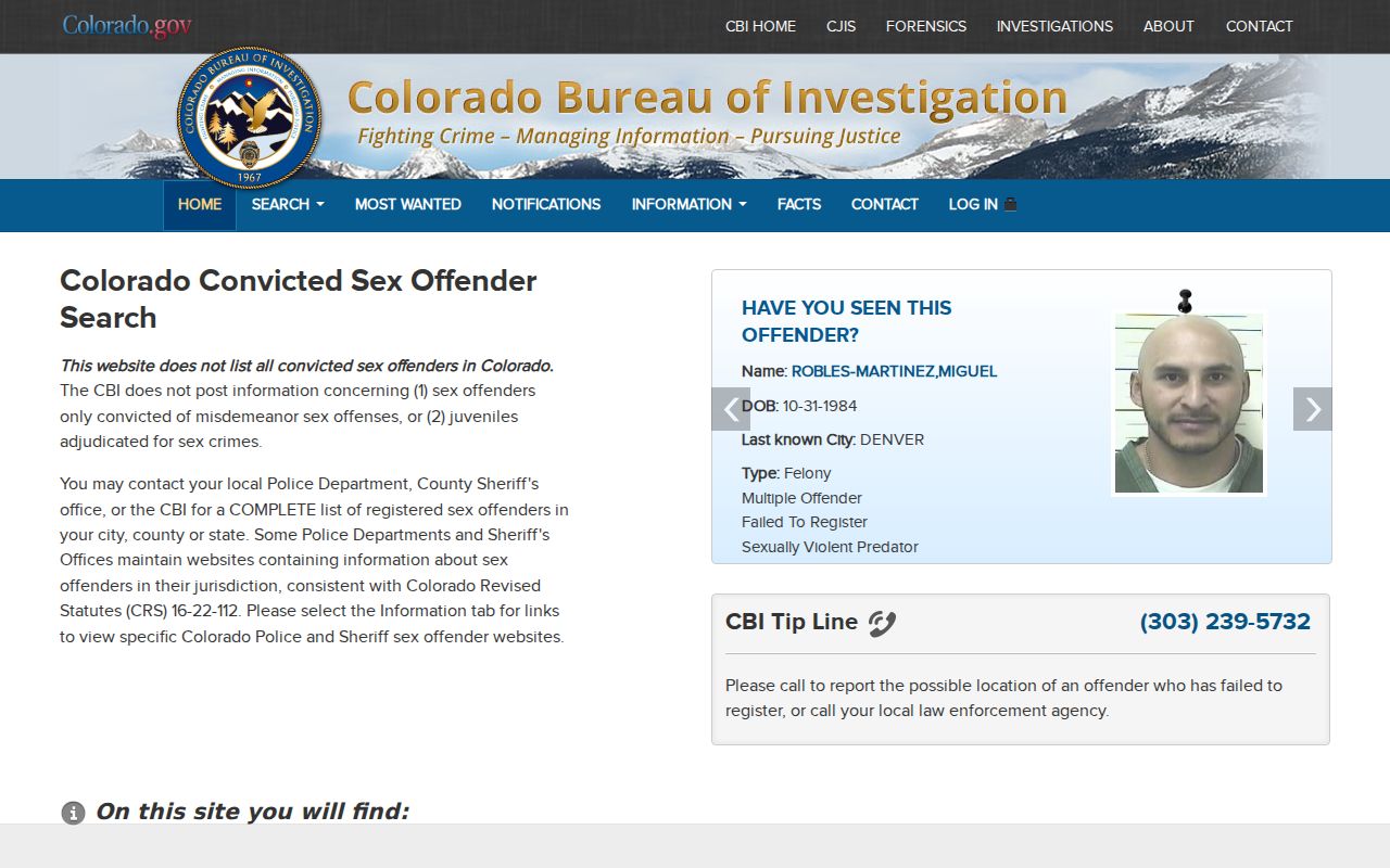 Eagle County warrant records Colorado Bureau of Investigation registry